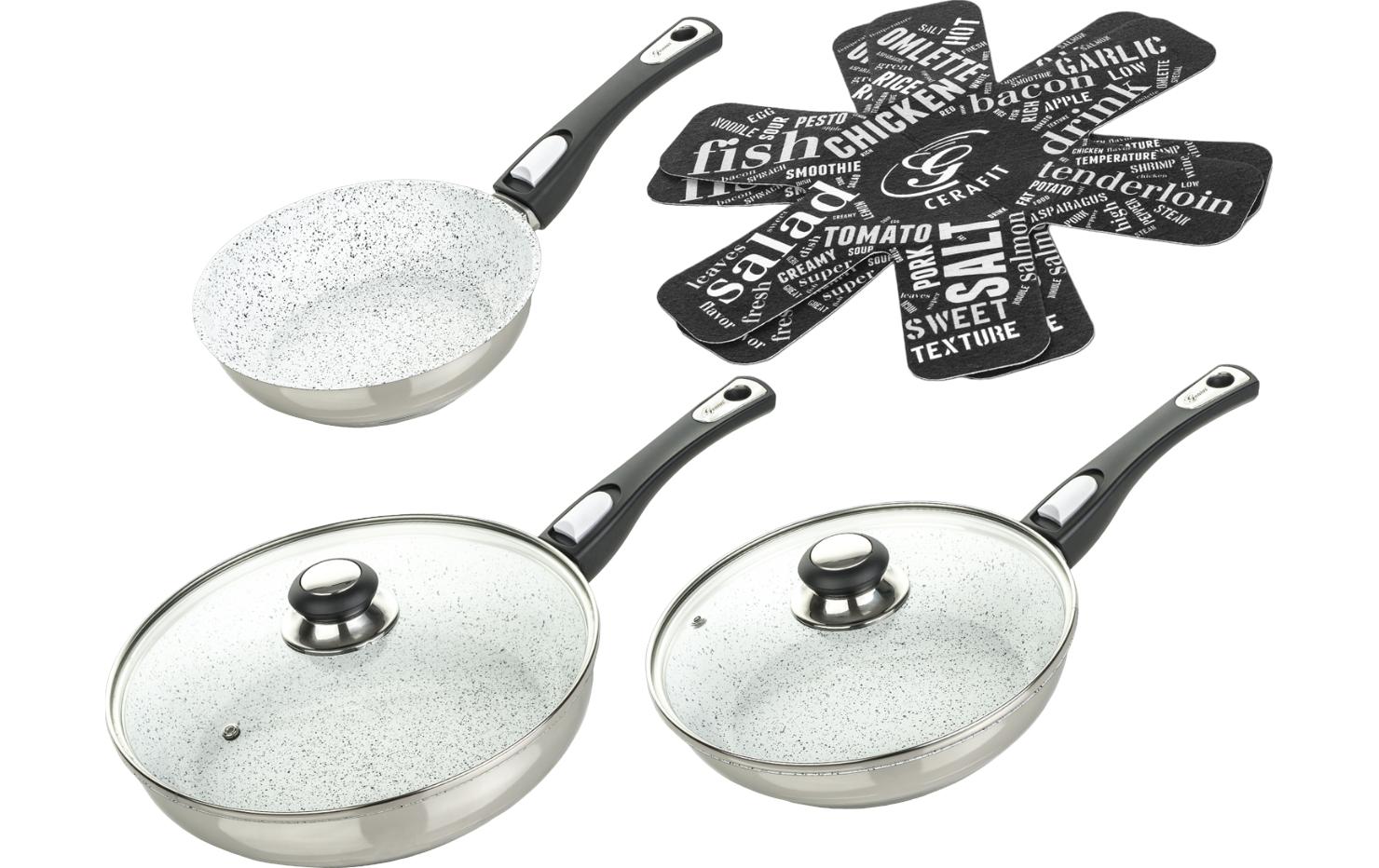 Pfannen-Set Genius Cerafit Mont Blanc 20 cm/24 cm/28 cm<br>Bratpfannenset