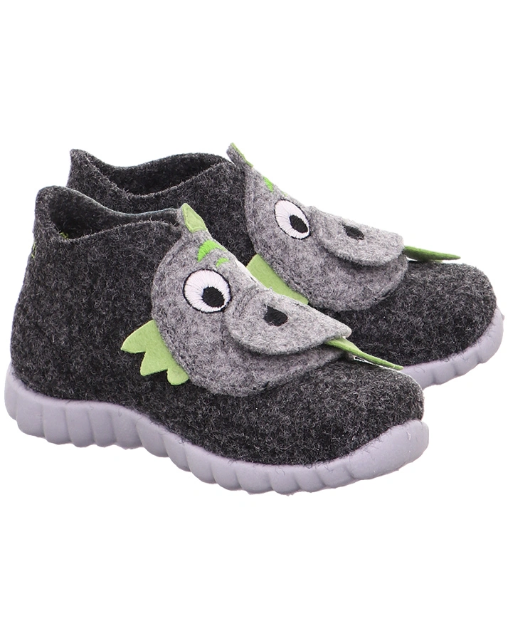 Klett-Hausschuhe HAPPY – DRACHE in schwarz