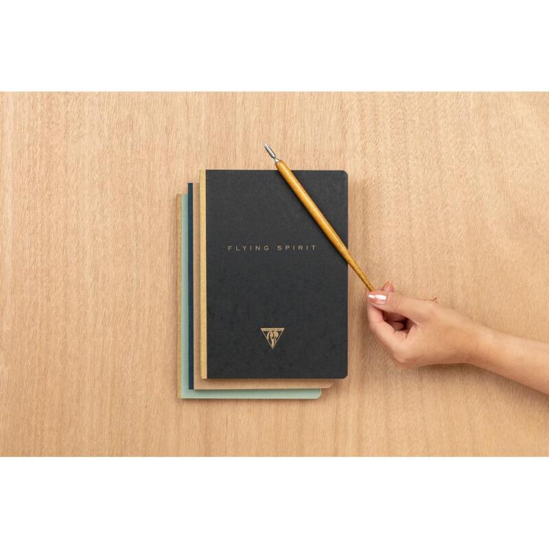 Flying Spirit carnet brochure cousue A5 192 pages ligné motifs assortis papier ivoire 90g - Noir