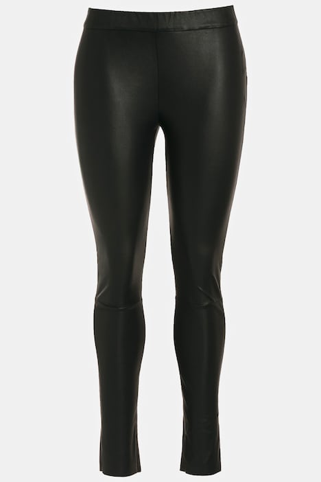 Stretchleder-Hose, schmales Bein, Elastikbund