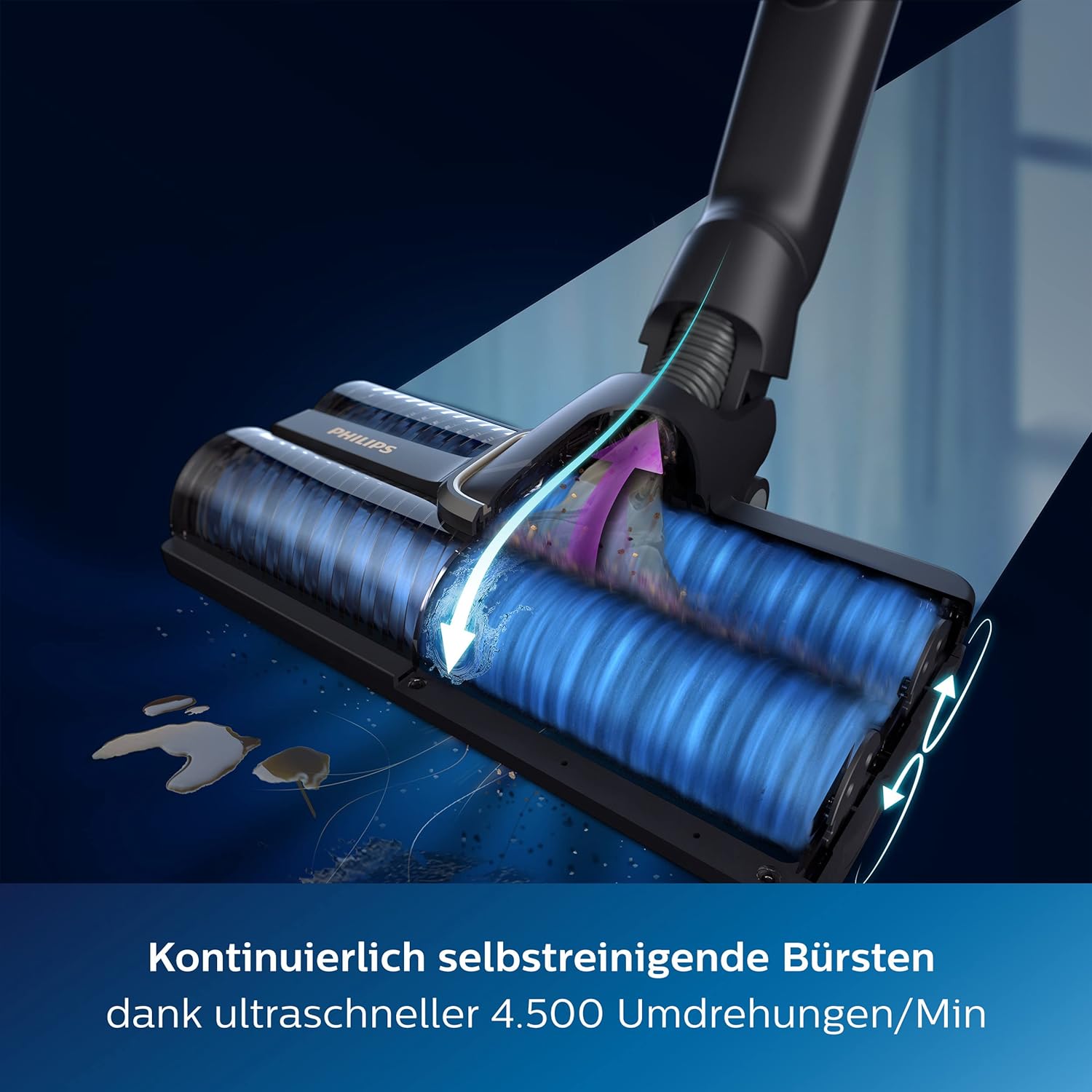 Philips 9000 Series AquaTrio Schnurloser Nass & Trockensauger - Staubsaugen und schnelles Bodenwischer, entfernt Staub, Schmutz und Flecken in einem Zug, bis zu 45 Minuten Betriebszeit* (XW9383/01)