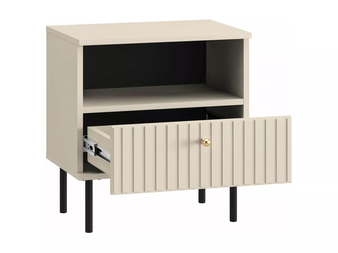 Table de chevet avec tiroir - 50 cm - beige - CALETTO
