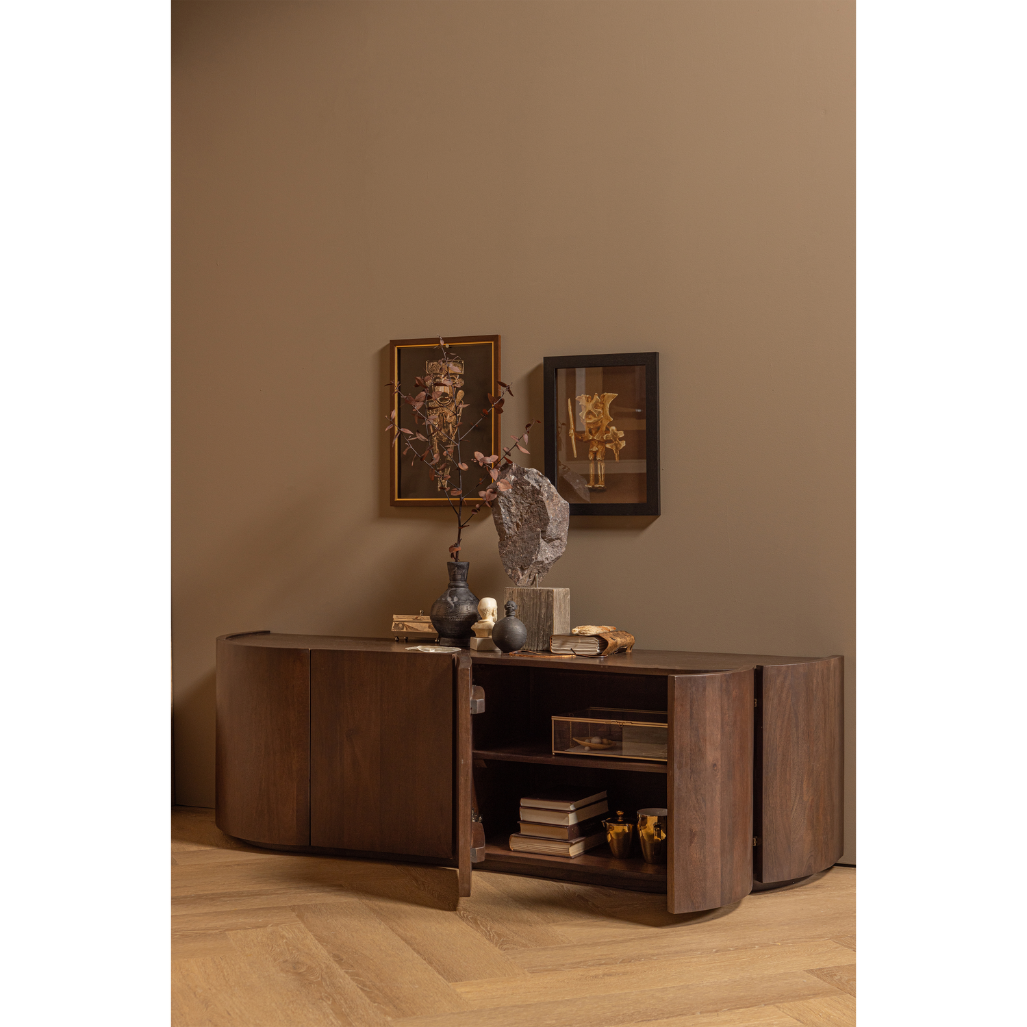WOOOD Sense Dressoir 4-Deurs - Mango - Walnoot - 50x160x46