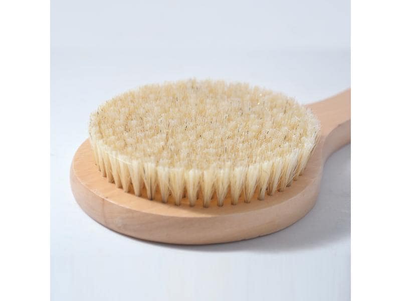 MSV Körperbürste mit langem Stiel 41 cm, Braun Holzbürste