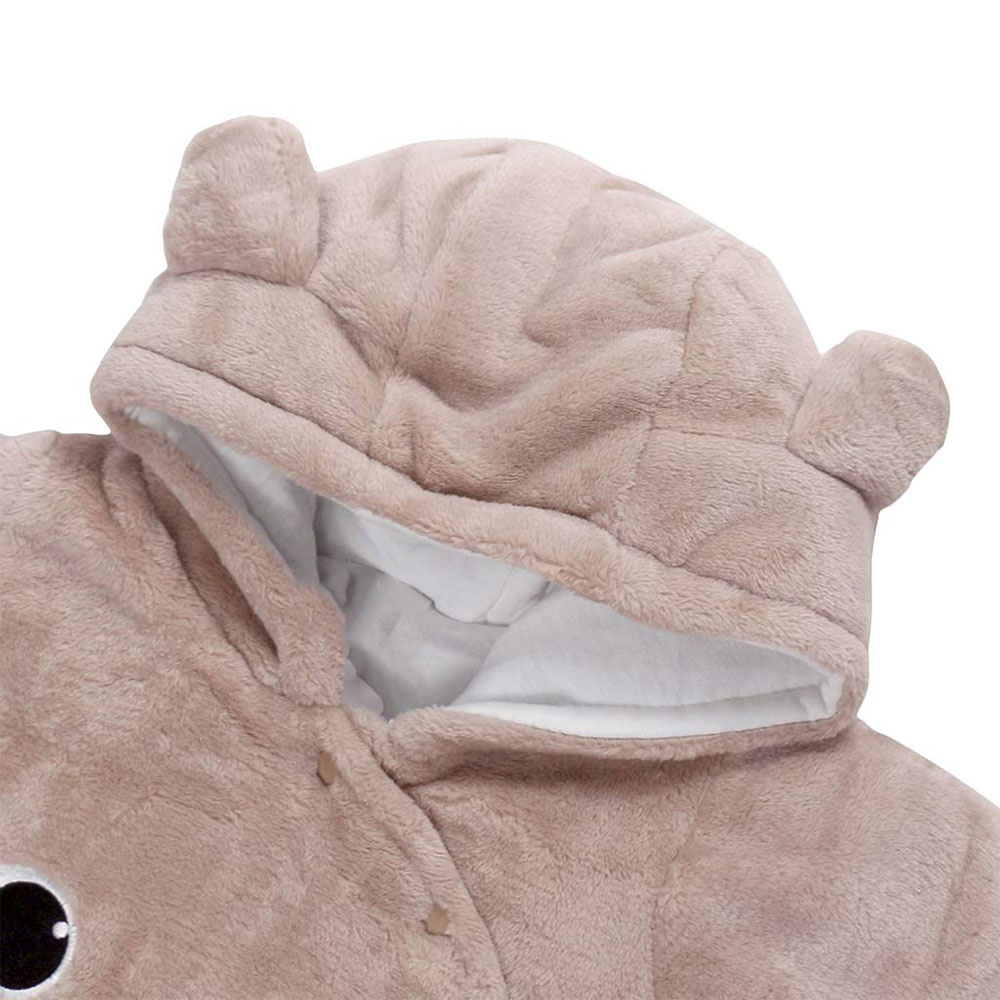 Baby Winter Outdoor Strampler Kuschel Overall Flanell Strampelanzug mit Druckknöpfe (0-3 Monate) - Beige