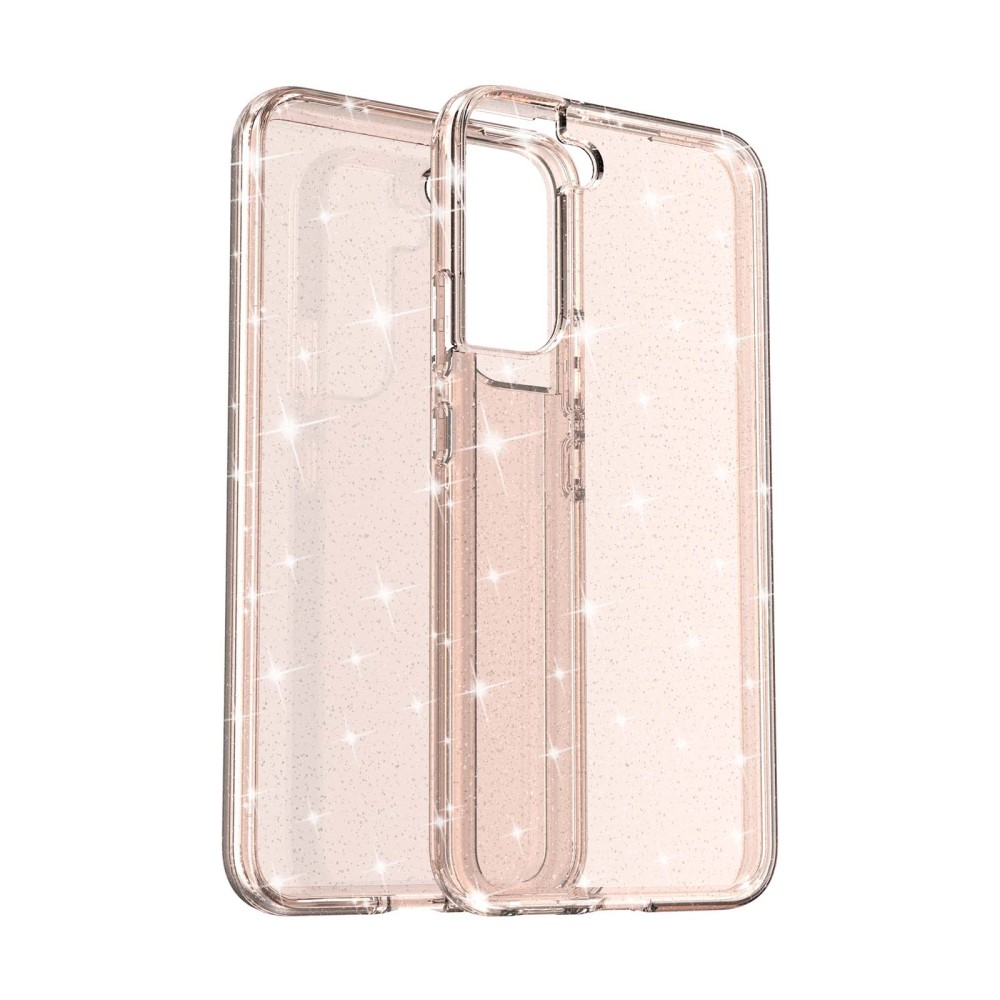 Samsung Galaxy S22 5G Hybrid Hardcase Schutzhülle im Glitzer Design - Roségold / Transparent