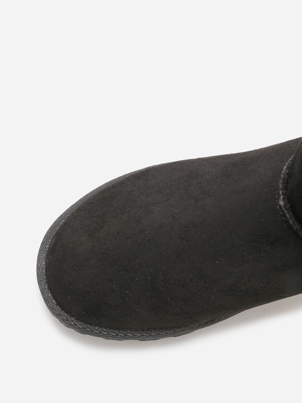 Boots en suédine fourrées à ruban noué- Noir