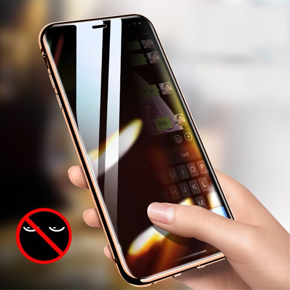 iPhone SE (2022/2020) / 8 / 7 Magnetische Alu Schutzhülle mit Panzer Glas Backcover   Privacy Displayschutz (Magnet-Technologie) - Schwarz