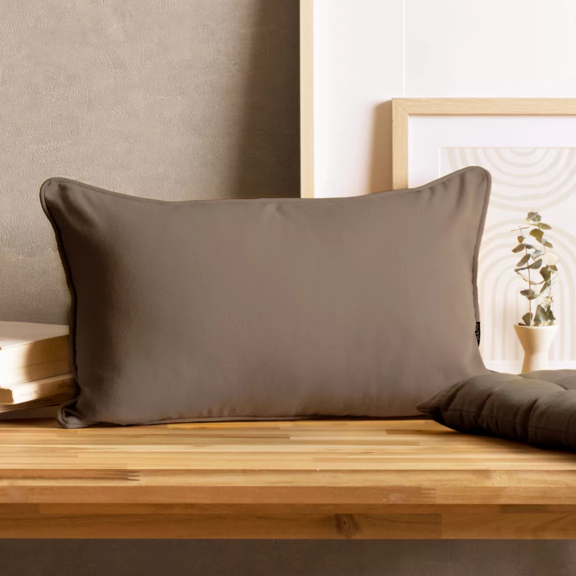 Coussin rectangulaire coton (30 x 50 cm) Pixel Taupe