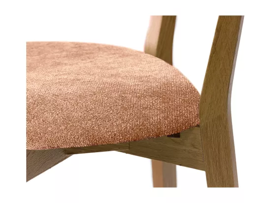 Tabouret de bar en bois clair chêne et tissu effet velours terracotta H65 cm LUCIA