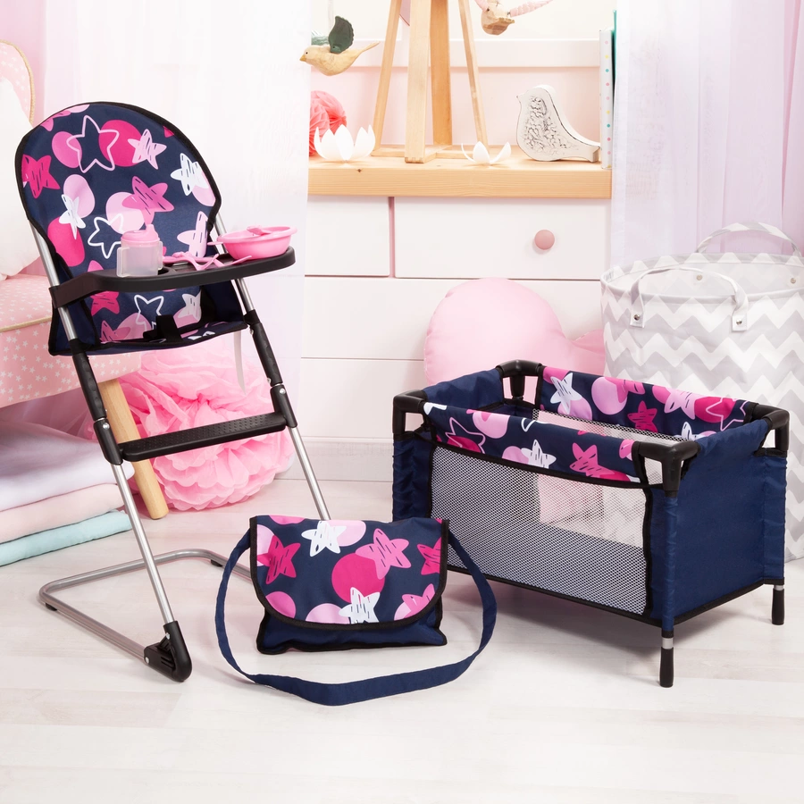 bayer Design Reisebett Set 9 in 1 blau mit Herzen