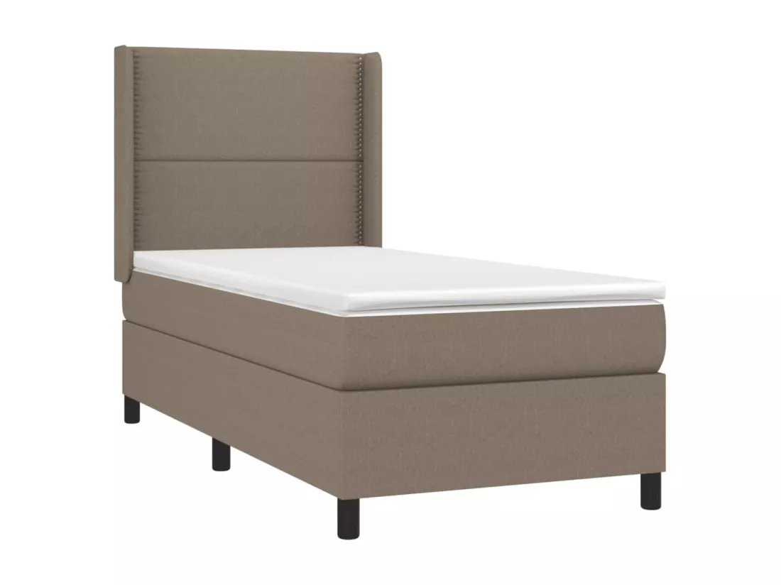 Sommier tapissier avec matelas et LED Taupe 90x190 cm Tissu