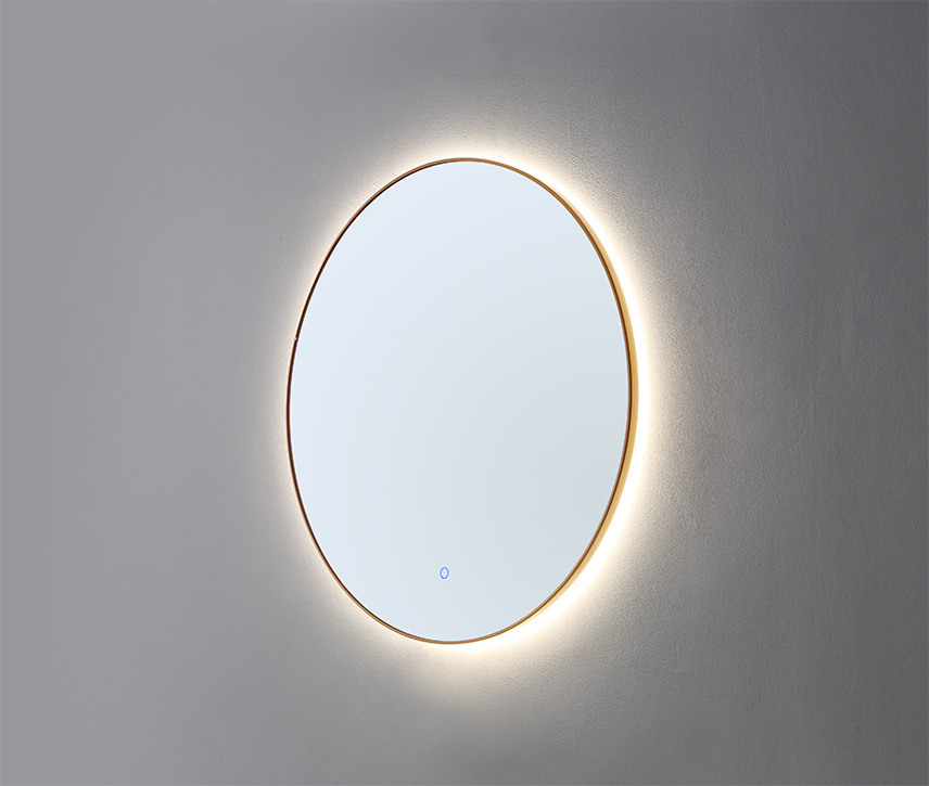 Lambini Designs Rodo ronde spiegel 80cm met indirecte dimbare verlichting messing geborsteld