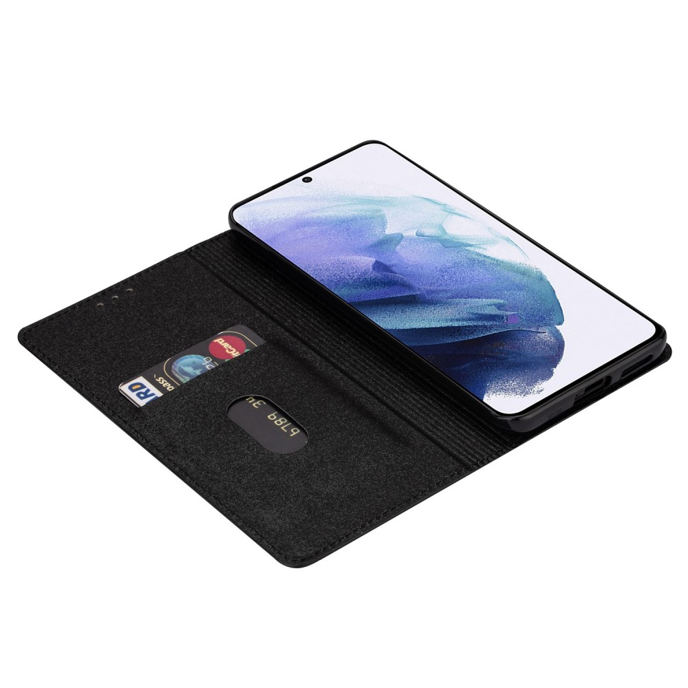 Samsung Galaxy S23 5G Flip Wallet Cover Leder Tasche Glitzer Optik - Schwarz
