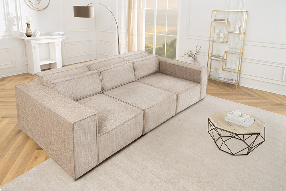 Design 3-Sitzer Sofa BOSSA NOVA 260cm greige Chenille XXL-Couch