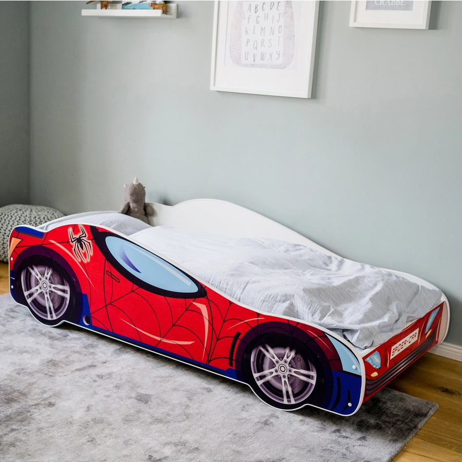 Kids Collective Autobett Kinderbett Jugendbett 70x140 mit Rausfallschutz | Spielbett rot