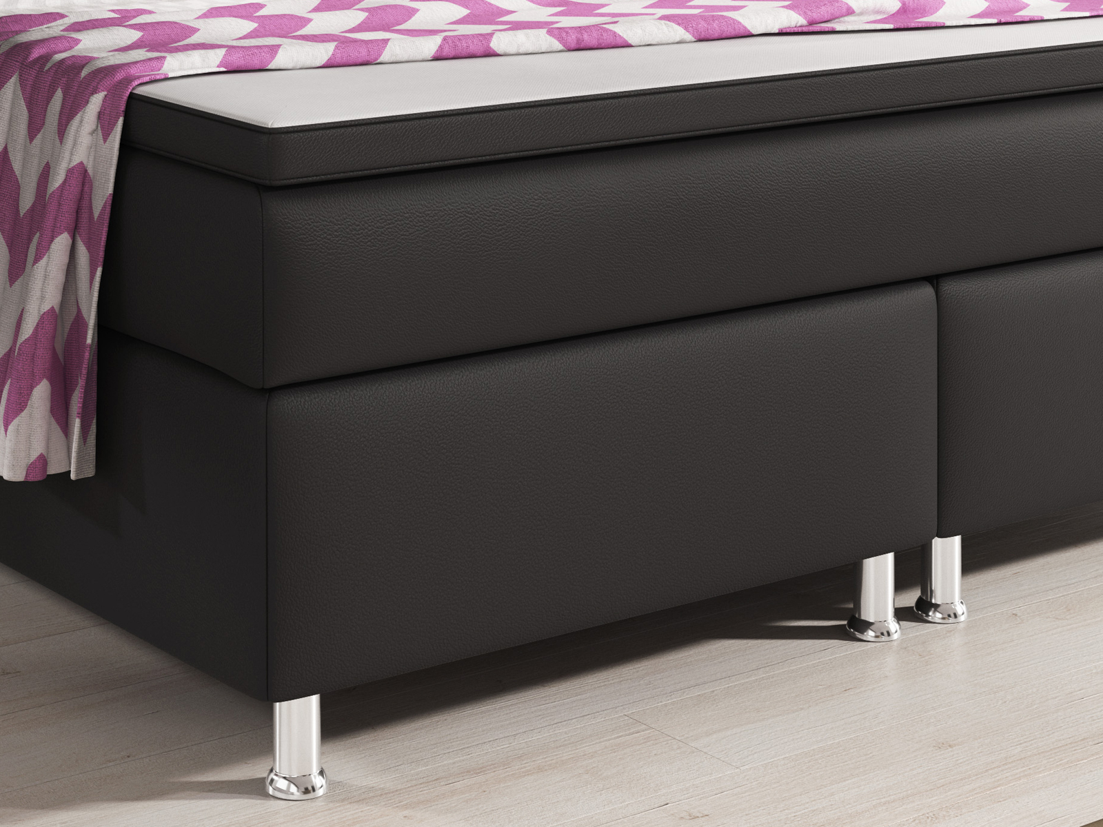 Boxspringbett - schwarz - H3 - Kunstleder- 180x200 cm