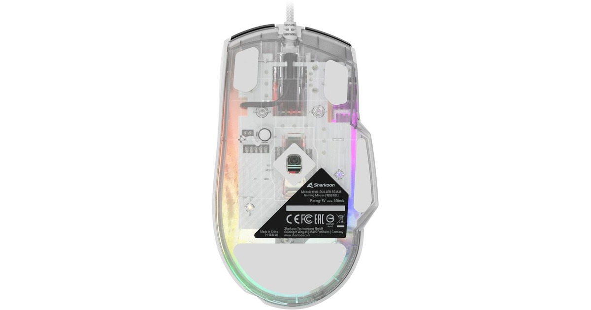 SharkoonSKILLER SGM35 gaming muis  (Wit, 400 - 6400 dpi, RGB leds)
