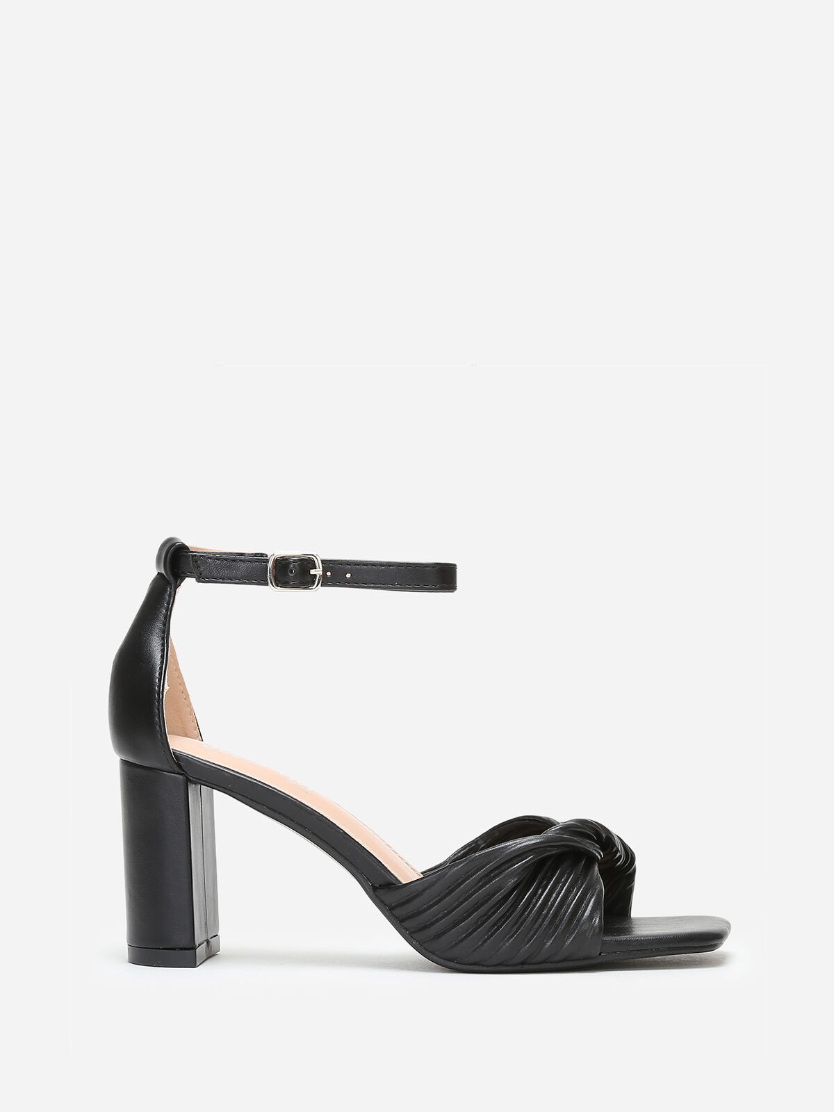 Sandales à bride matelassée et nouée- Noir