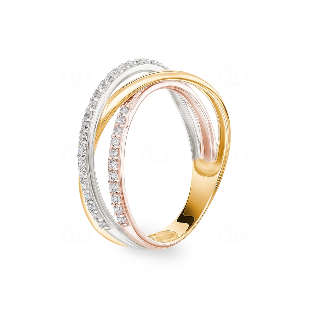 Ring 750/18 K Tricolor Fantasie mit Zirkonia