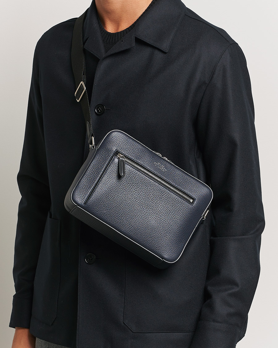 Smythson Ludlow Zip Crossbody Bag Navy