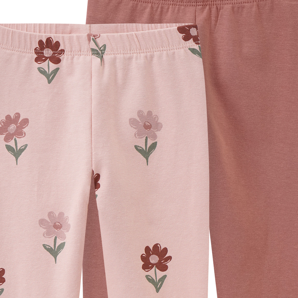 Topolino Pure Collection 2 Mädchen Leggings mit Blümchen rosa / dunkelrosa