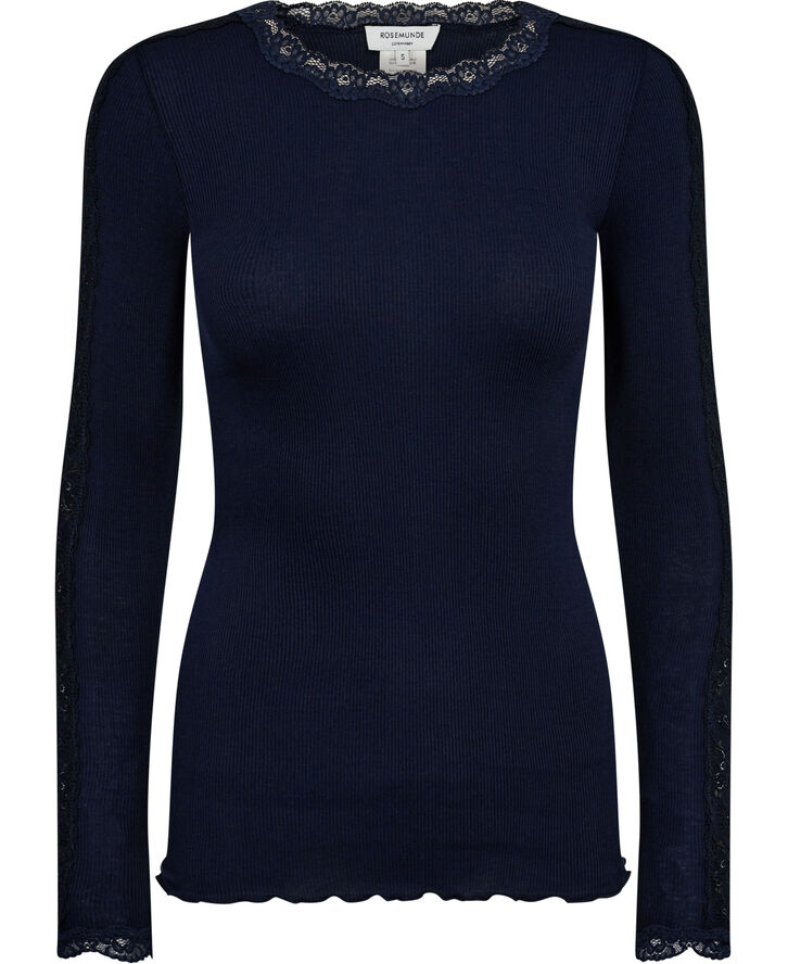 Rosemunde Organic t-shirt w/ lace1 Blå