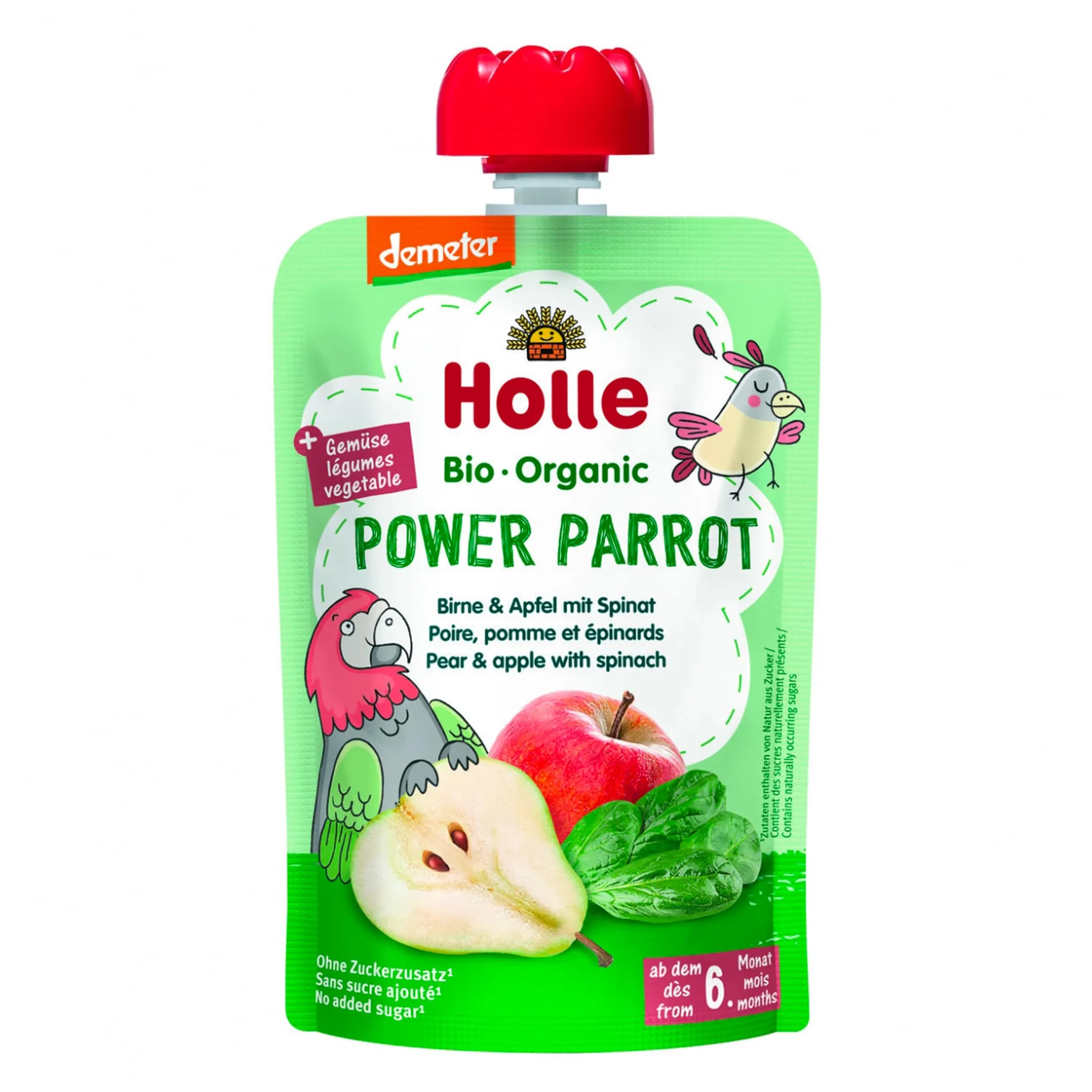 Holle Purée Bio - Power Parrot - Poire avec Pomme et Épinard (À partir de 6 mois)
