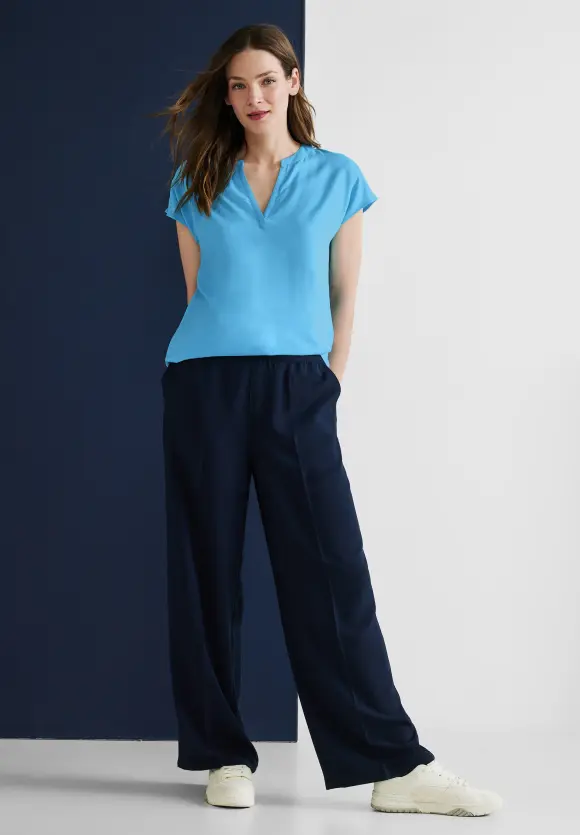 Viskose Long Blusenshirt - splash blue