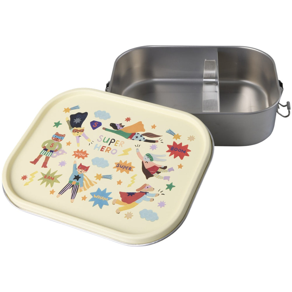Køb Rice Stainless Steel Lunchbox Med Moveable Divider Og Hero Print - Cream - Large - 1400 Ml