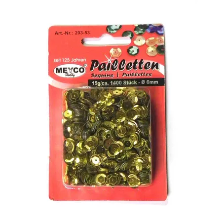 Meyco Pailletten gelb metallic, 1400 Stück, 6mm, 15g