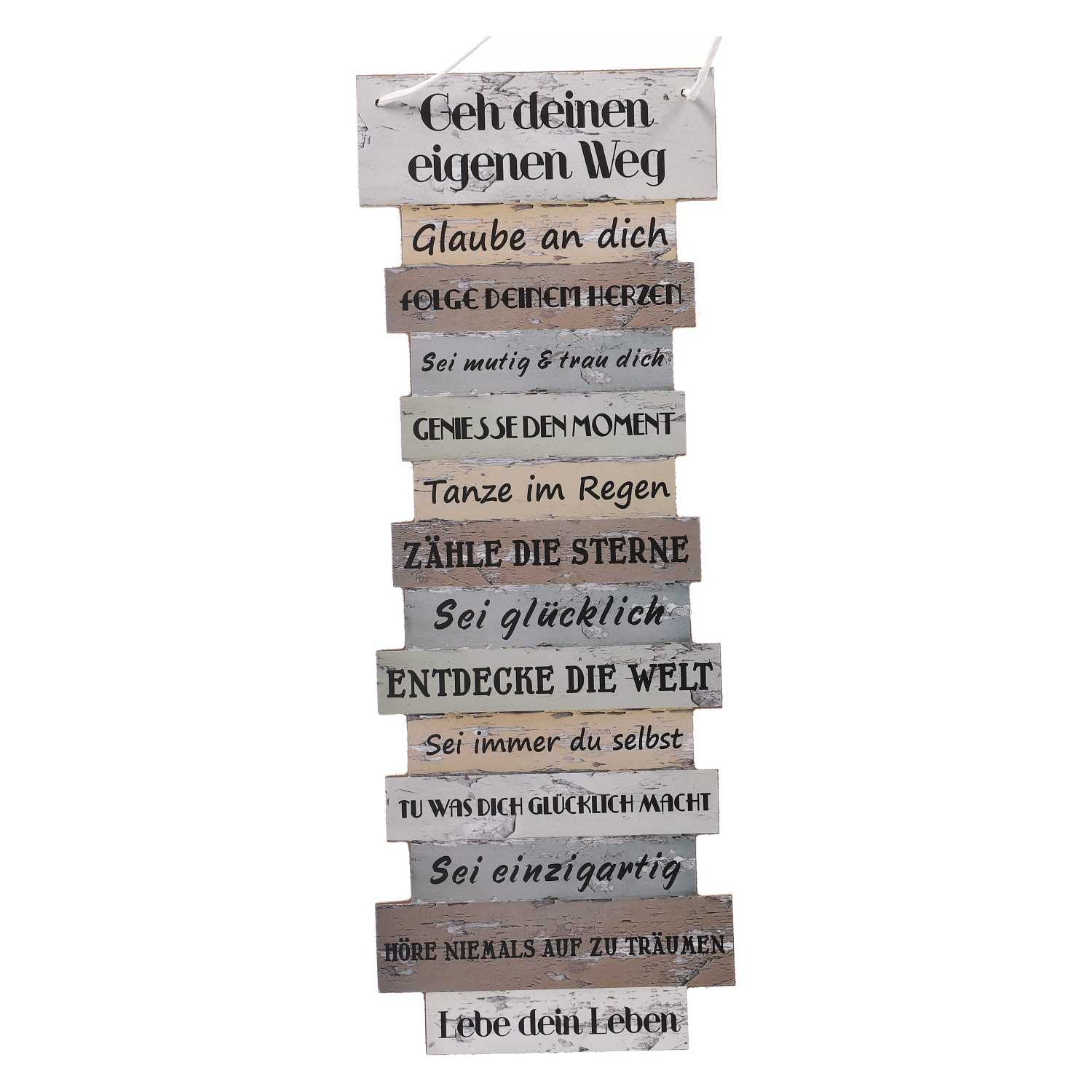 Holzbild Lebenseinstellung Tagesregeln 15 x 41 cm