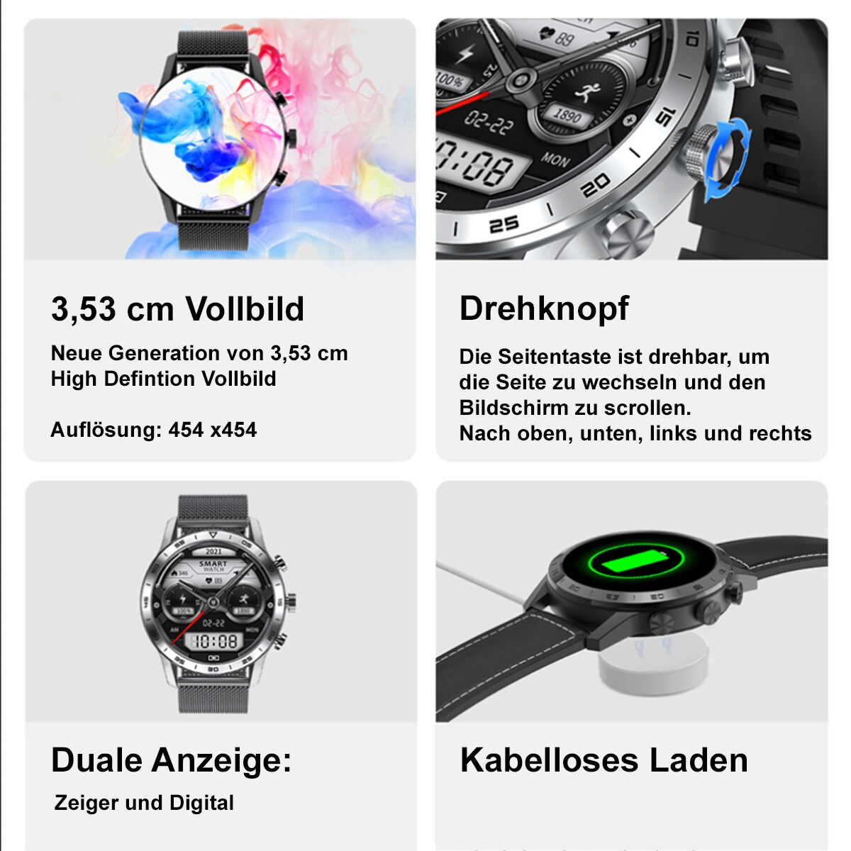 TPFNet Smart Watch / Fitness Tracker IP67 - Silikon Armband - Android & IOS - Schwarz / Schwarz