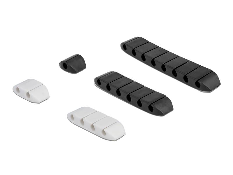 Delock Kabelhalter trapezförmig Kombi Set 10 Stück Kabelhalter trapezförmig selbstklebend Kombi Set 10 Stück schwarz / weiss
