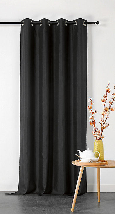 Rideau en polyester Linder L.135 x H.240 cm noir charbon