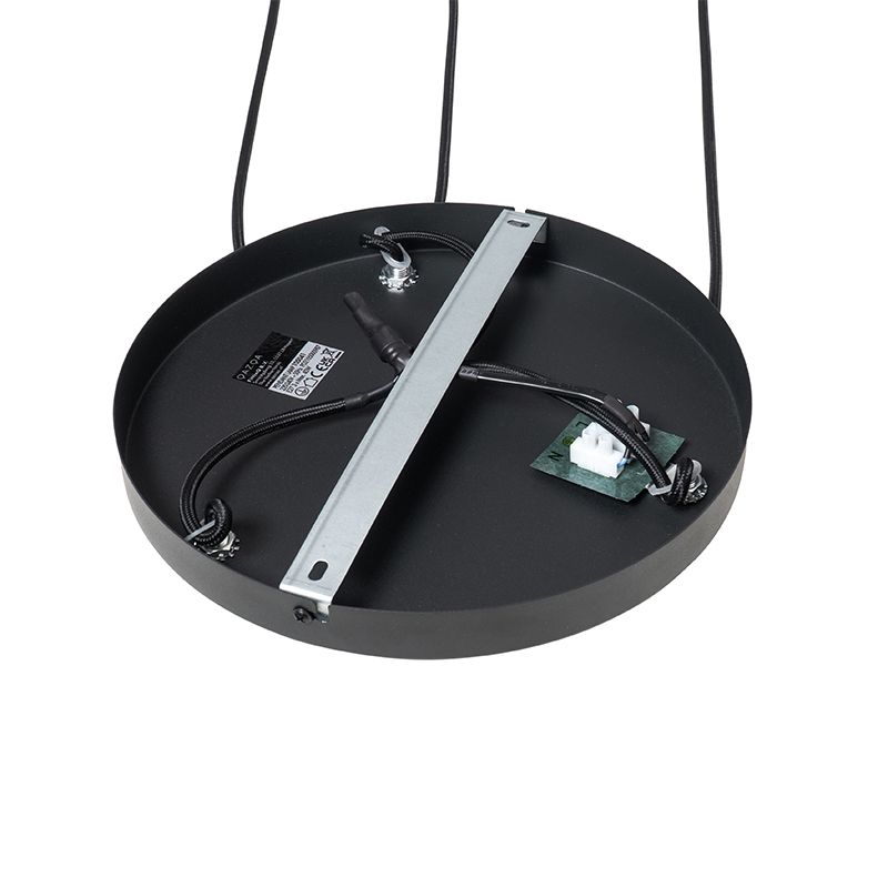 Oosterse hanglamp zwart met rotan 3-lichts rond - Akira