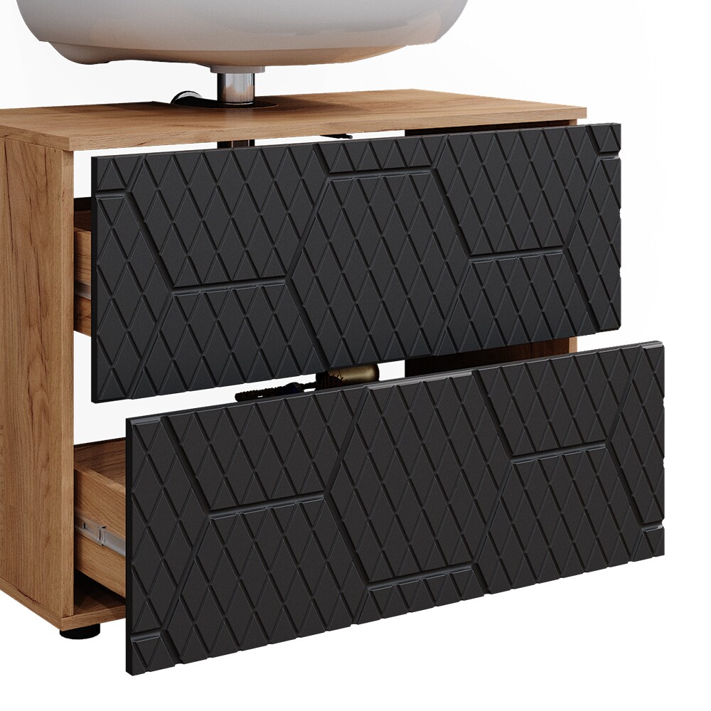 Vicco Badmöbel-Set Irma Eiche Anthrazit 4-teilig Midischrank 81 cm Hängeschrank