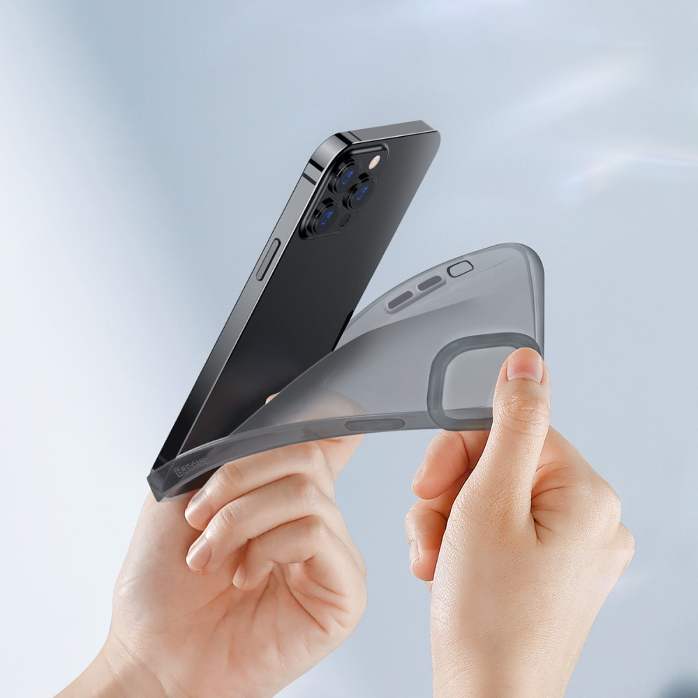 iPhone 13 Pro Gummi Hülle Case Simple Series Ultra Thin 0.7 mm - Schwarz / Transparent