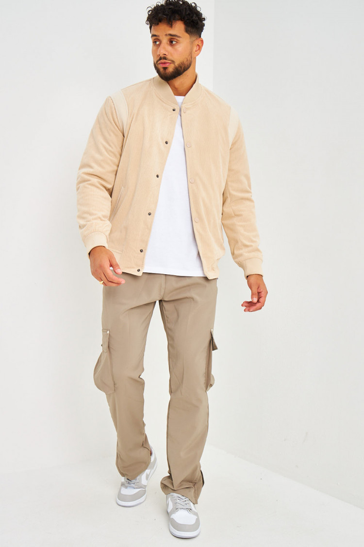Bomber beige en velours côtelé
