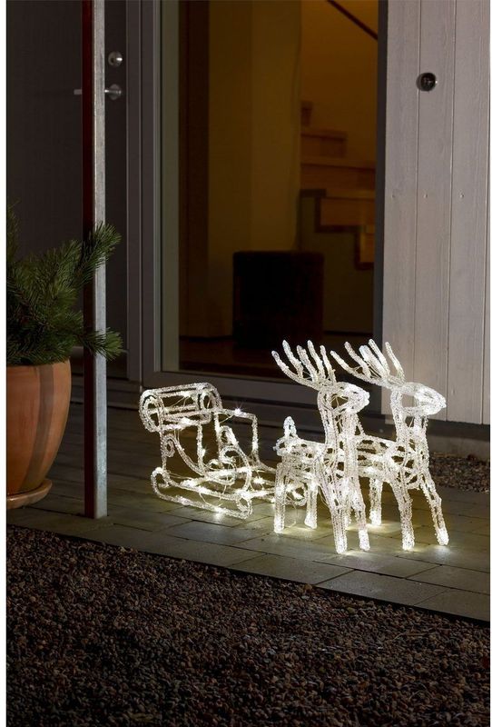 Kerstfiguur - Rendieren met Slee - Warm Wit Licht - 96 LED Lampjes