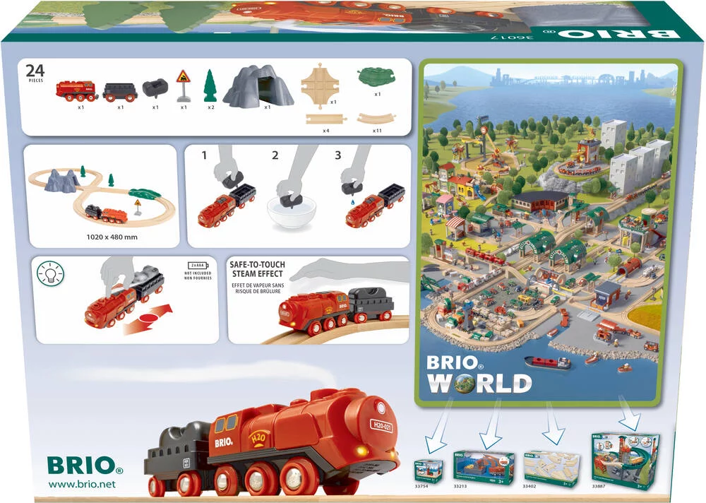 BRIO 7312350360172 - CIRCUIT LOCOMOTIVE A PILES A VAPEUR
