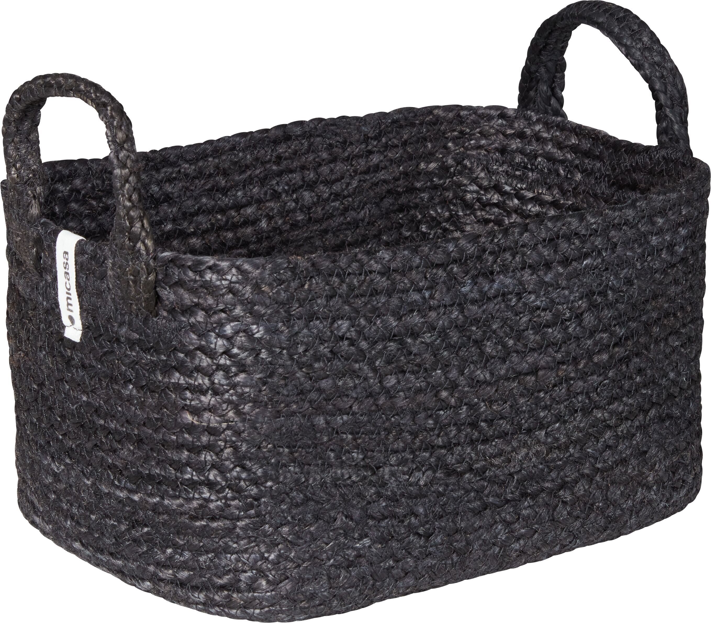 OLIVA Jutekorb schwarz m.Henkel 30x22x17 - Schwarz / B: 22.0 cm x T: 30.0 cm x H: 17.0 cm