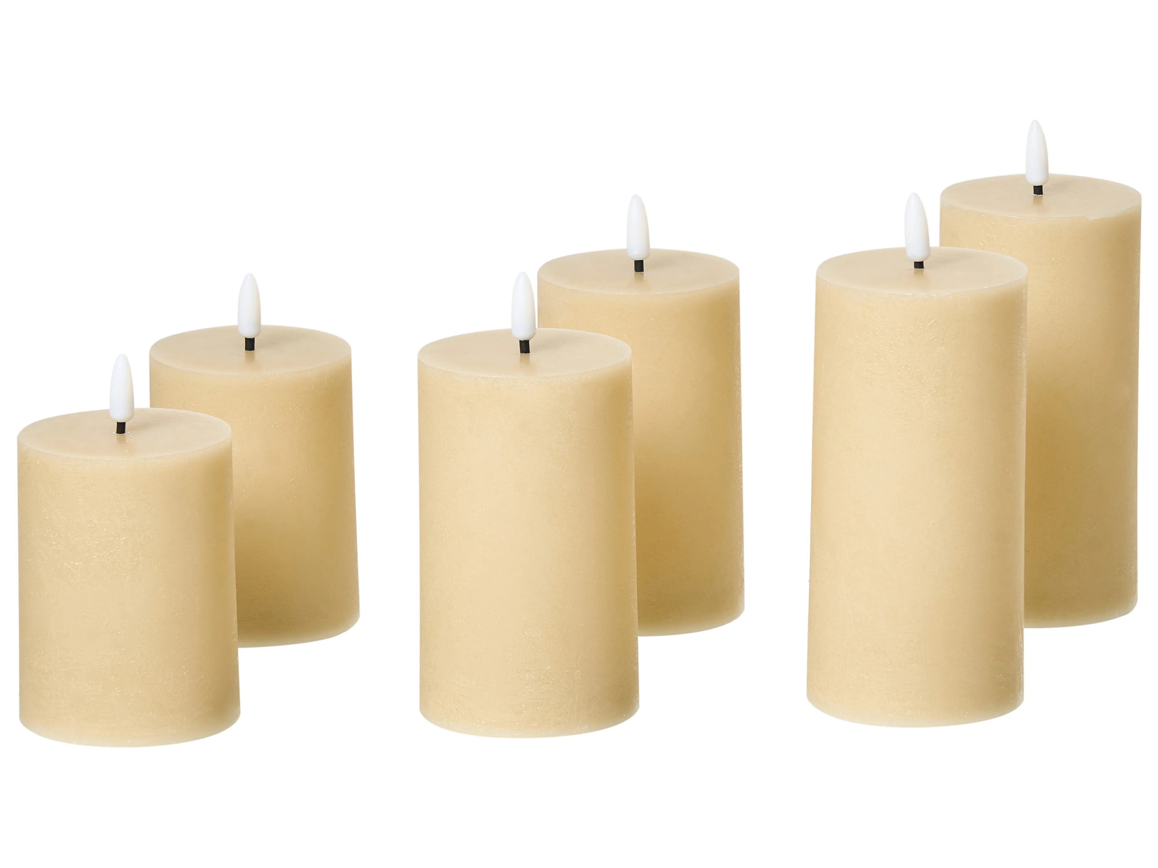 Set van 6 LED kaarsen BRAISE 10/13/15 cm Beige