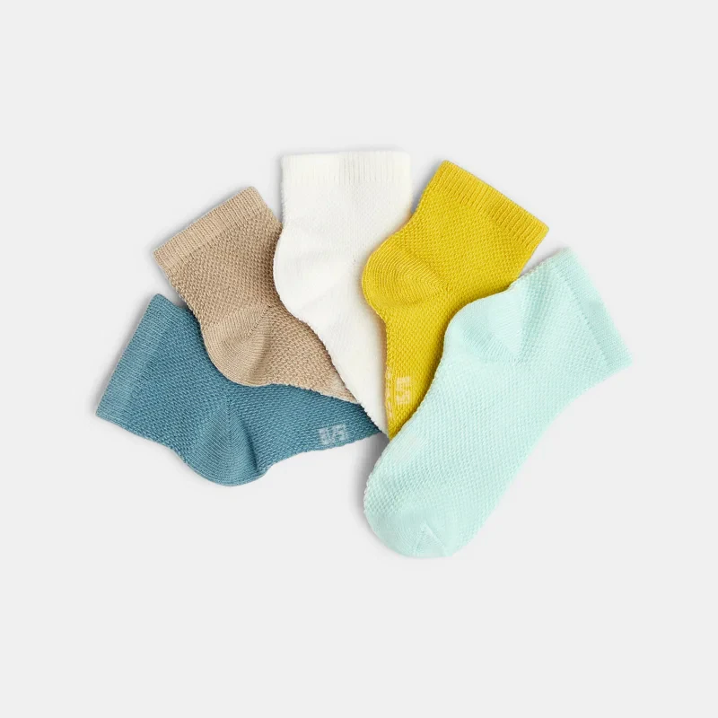 Chaussettes coton jacquard fantaisie couleur bébé garçon Gris ou noir