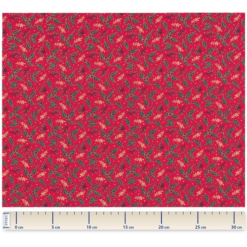 Tissu Coton Au Mètre Ex2252 Houx Rouge