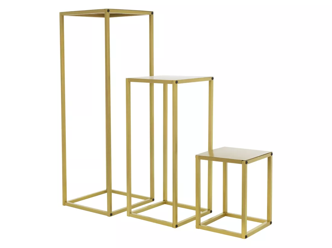 Lot de 3 support de fleurs moderne pot à plantes en métal doré tabouret à fleurs