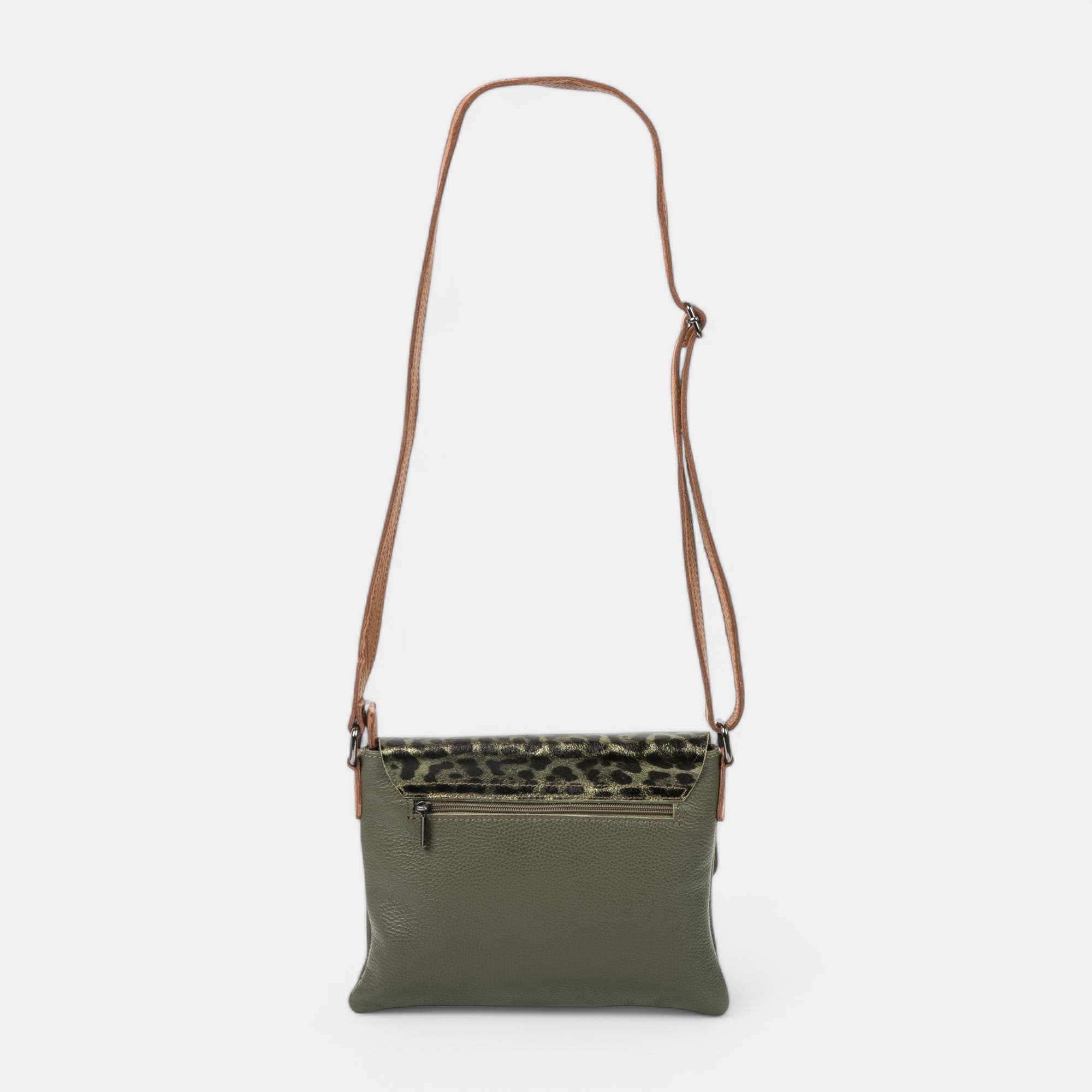 Sac bandoulière en cuir kaki