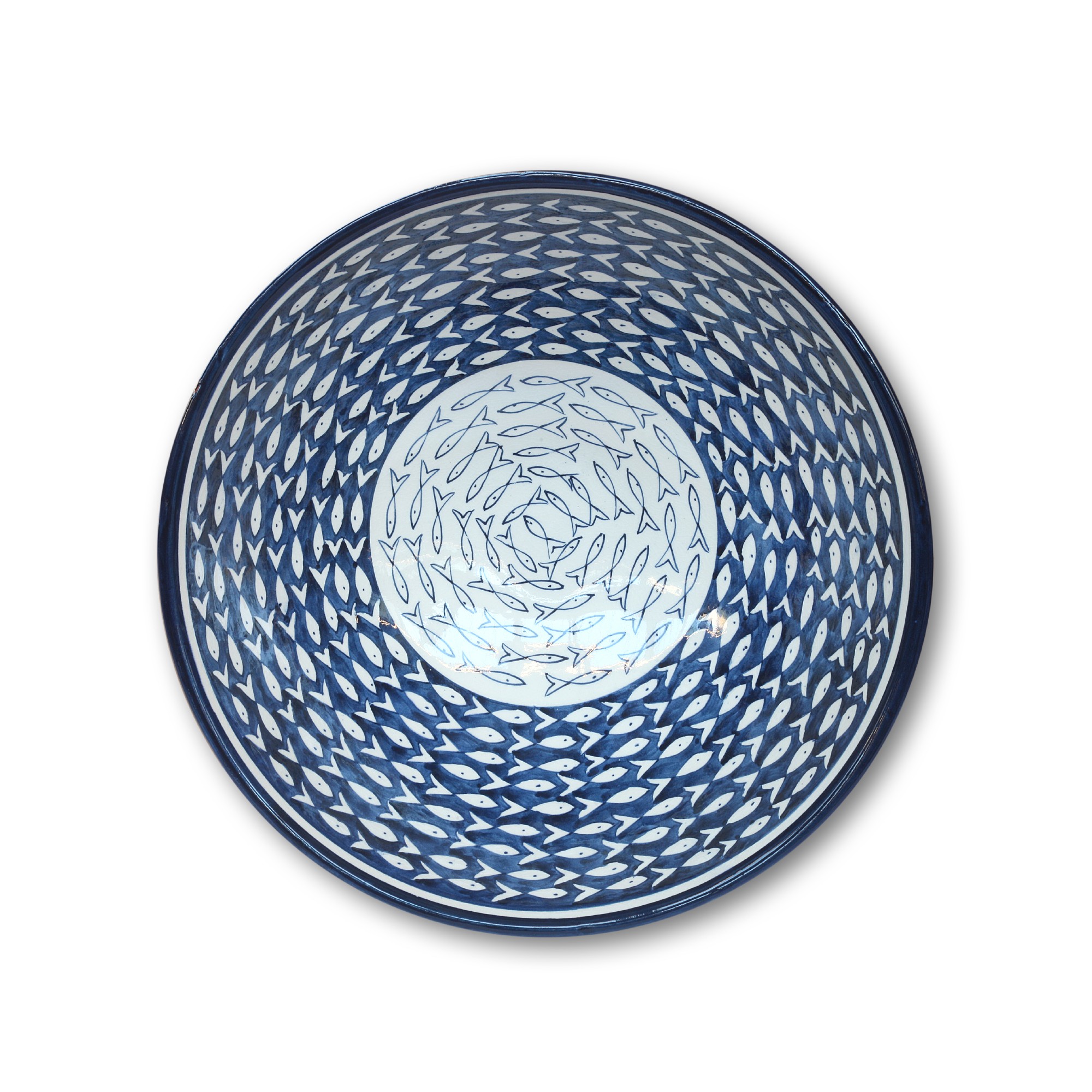 Zierschale 'Fisch', blau, Ø 30 cm, H 12 cm von fischer's lagerhaus