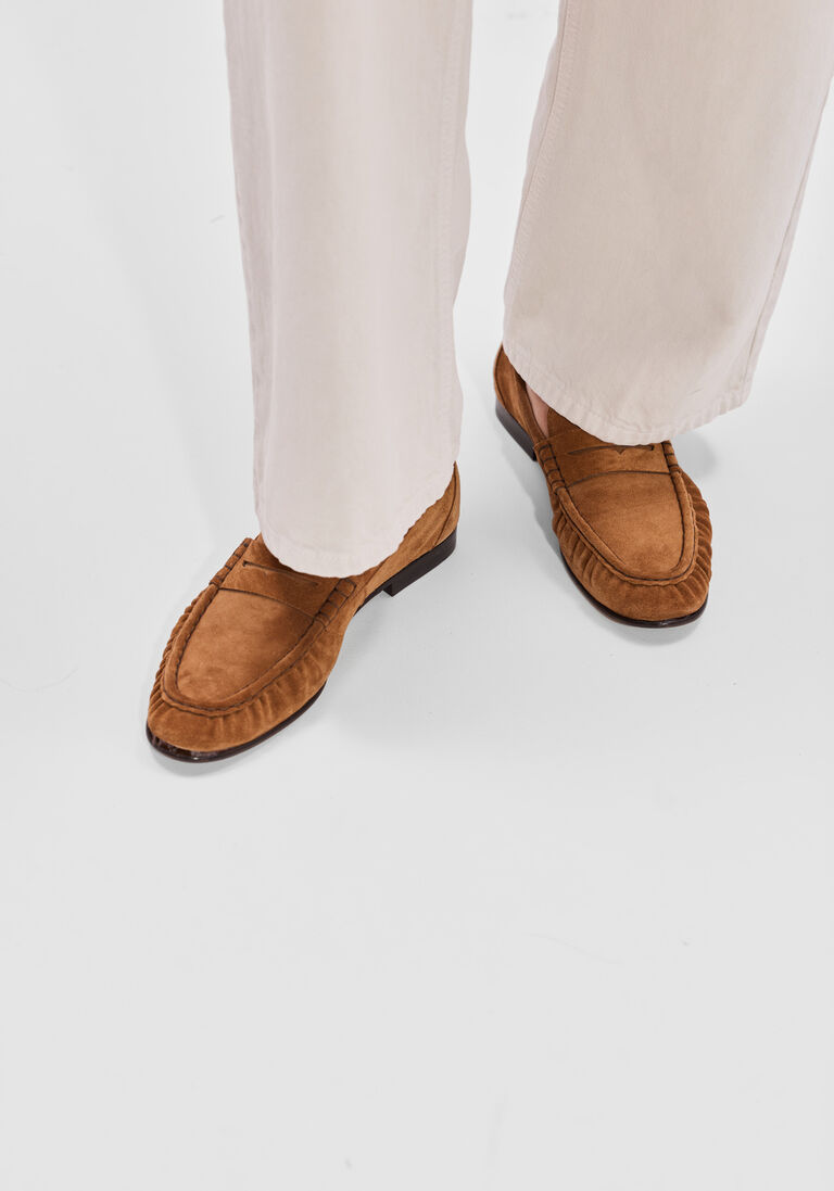 cognac posa loafers penny suede