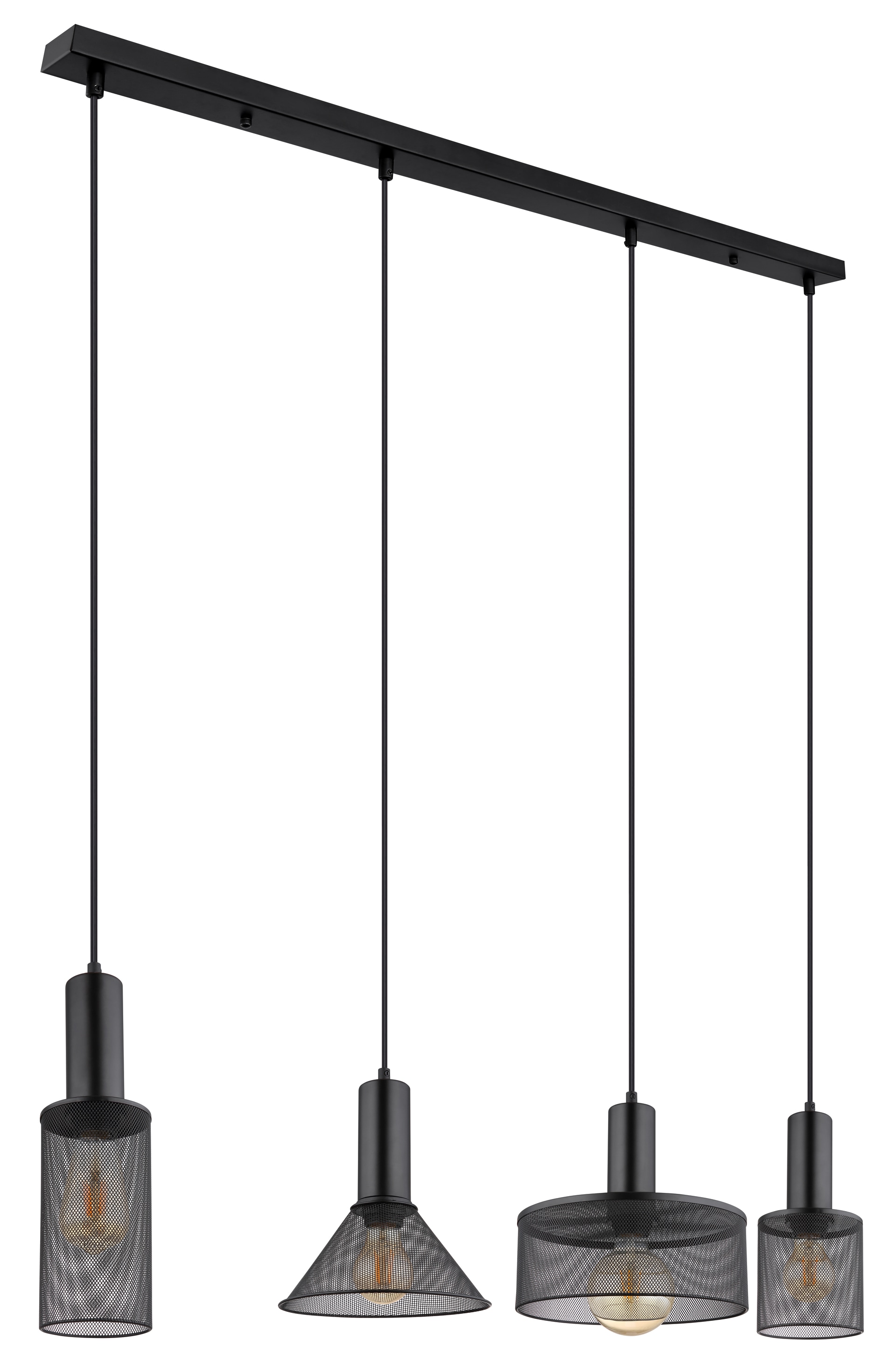GLOBO Retrofit Balkenpendel Jedd Schwarz 110x25cm H120cm